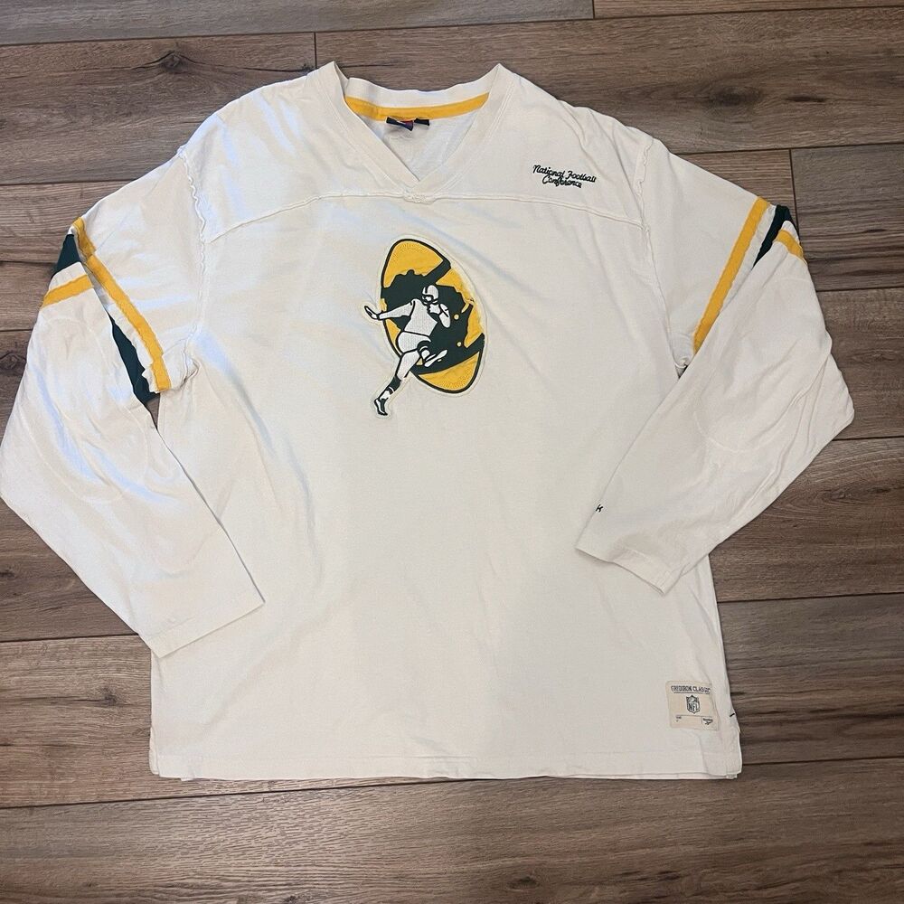 Vintage Reebok Green Bay Packers Long Sleeve Shirt Jersey Gridiron Classic 2XL